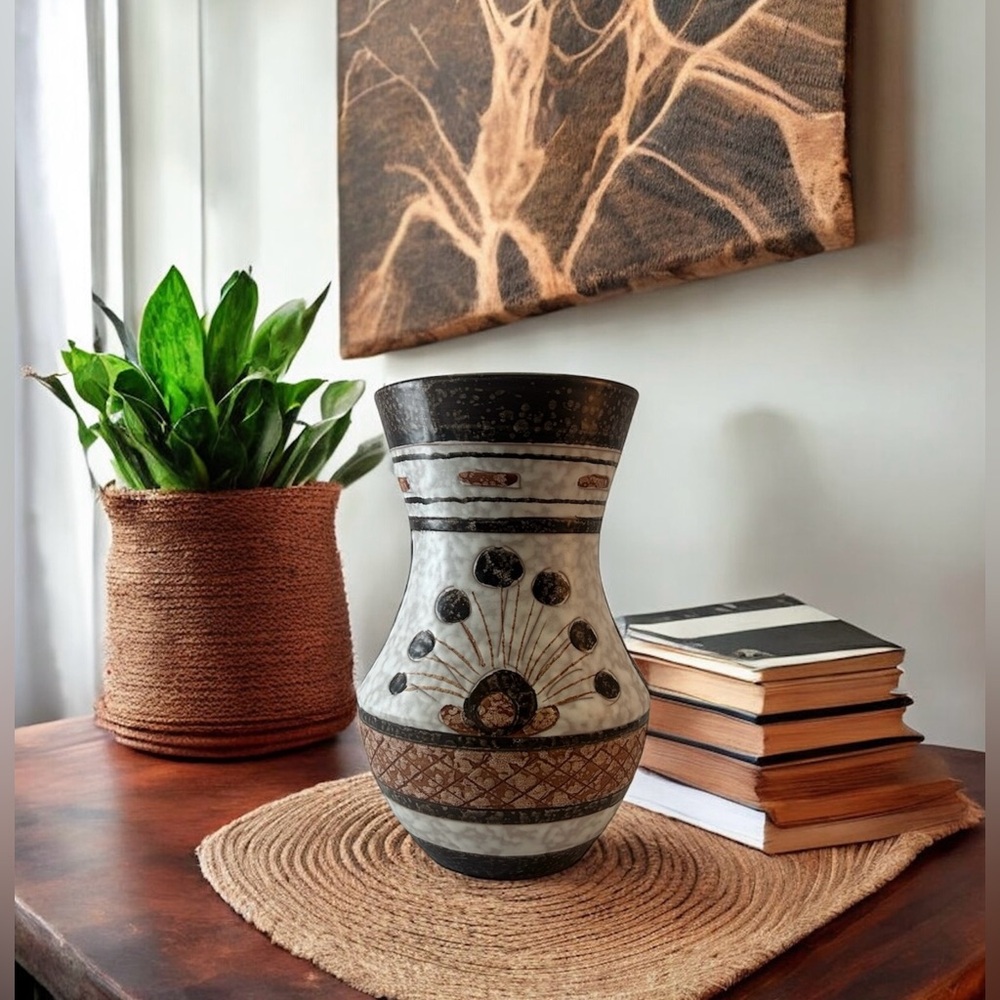 Vintage Italica Ars Pottery Vase with Earth Tone Glaze
